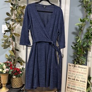 Tacera Deep Blue Wrap V-Neckline Dress Cocktail Office Career